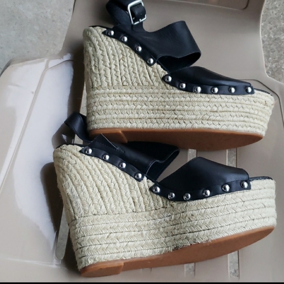 Steve Madden Leather Studded Wedges - Picture 9 of 13
